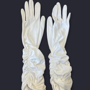 Vintage Long Scrunch Women's White Gloves